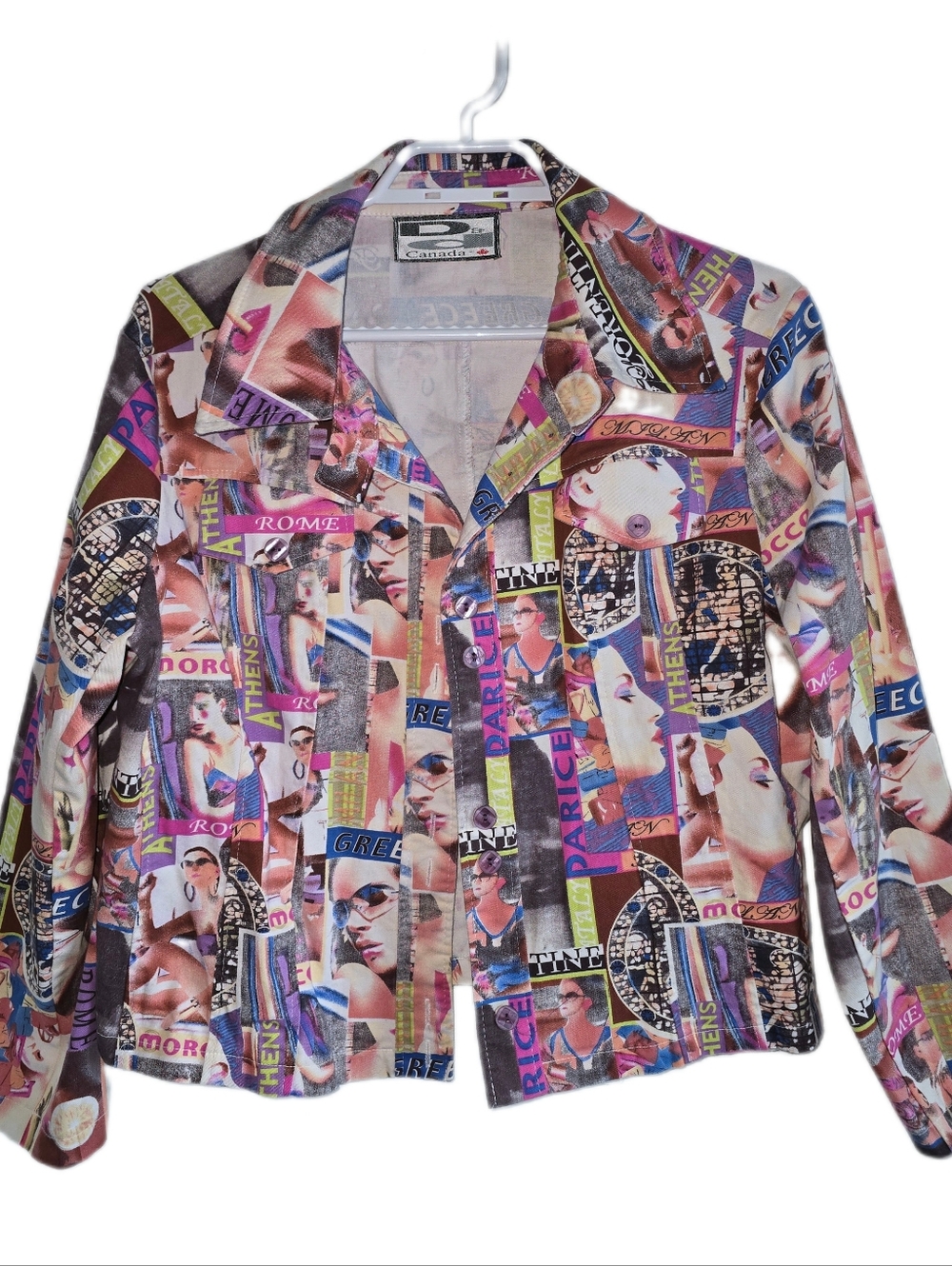 Vintage Graphic Patchwork Print Cotton Jacket